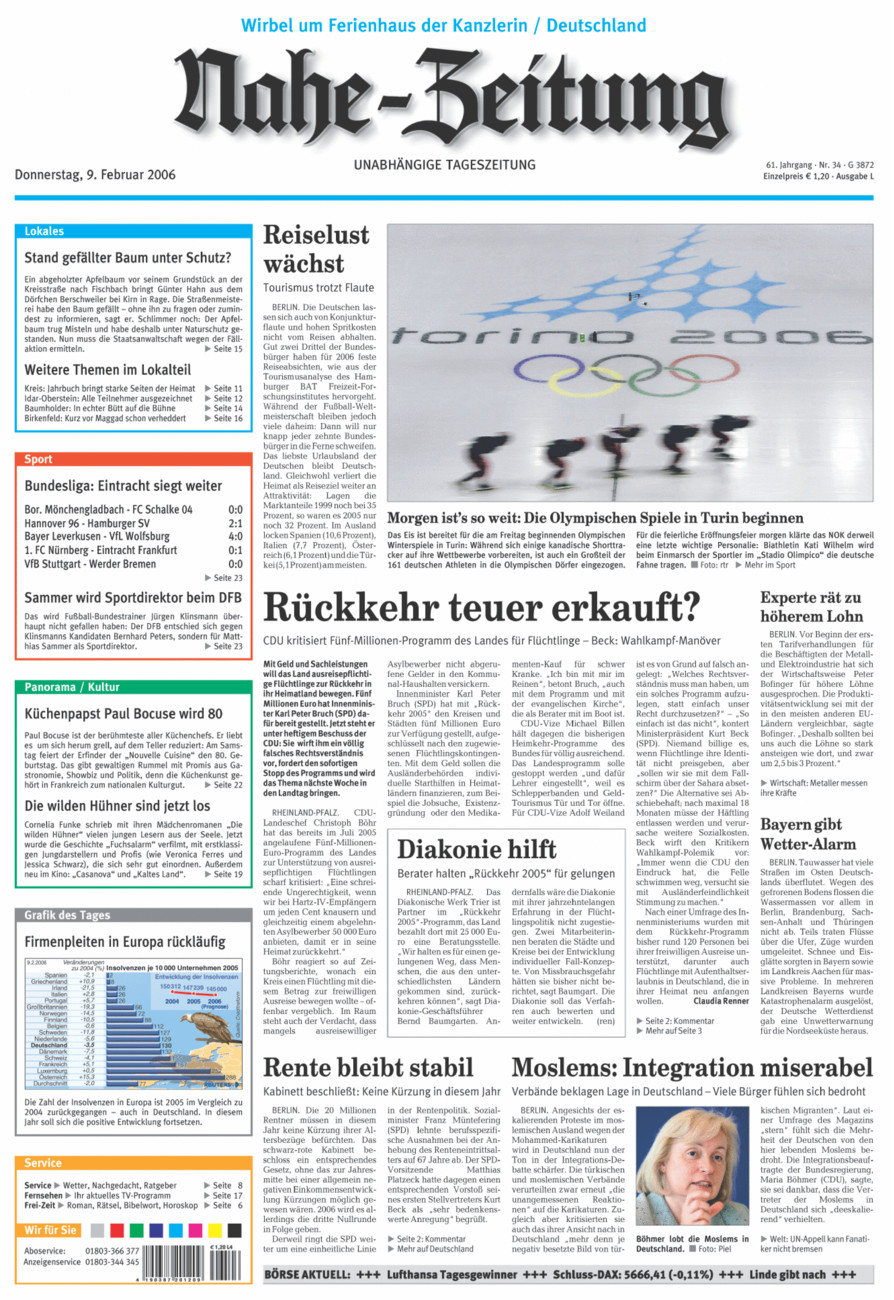 Nahe-Zeitung vom Donnerstag, 09.02.2006