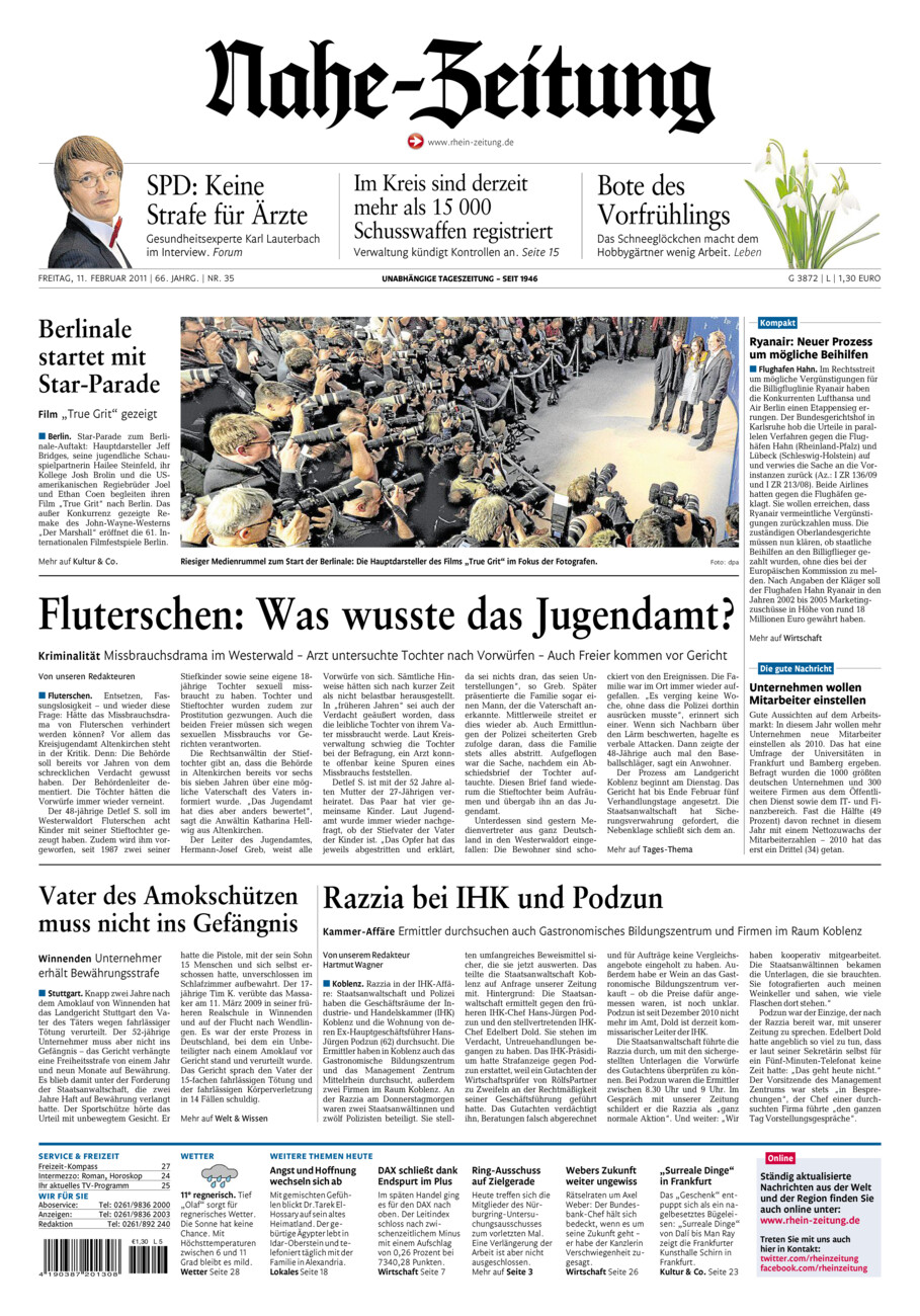 Nahe-Zeitung vom Freitag, 11.02.2011