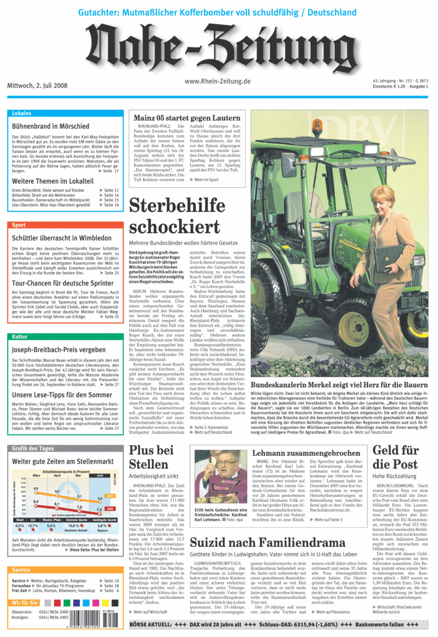 Nahe-Zeitung vom Mittwoch, 02.07.2008
