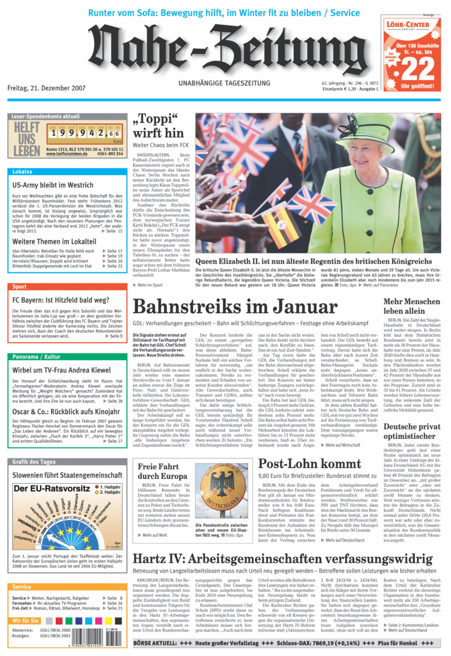 Nahe-Zeitung vom Freitag, 21.12.2007