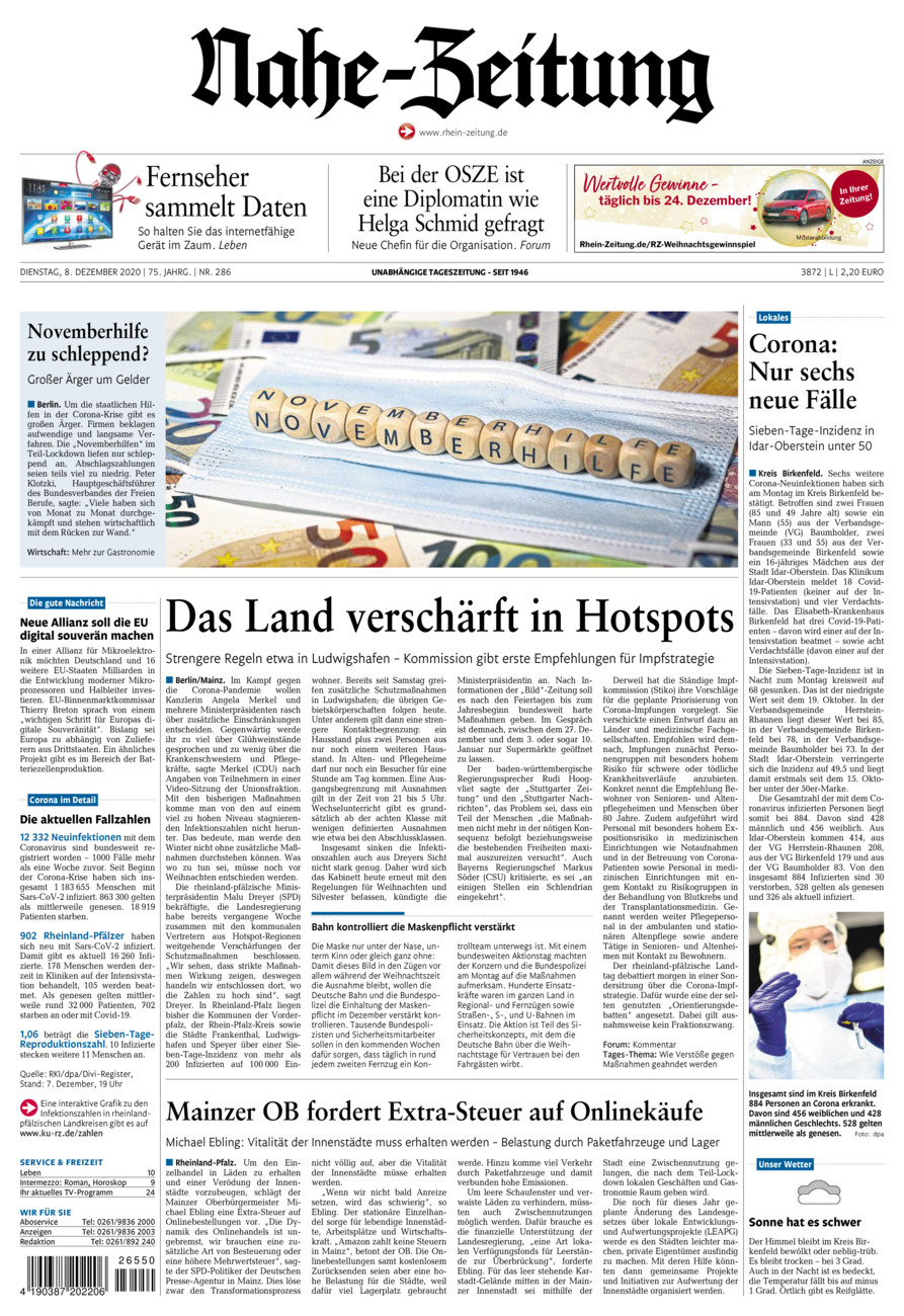 Nahe-Zeitung vom Dienstag, 08.12.2020