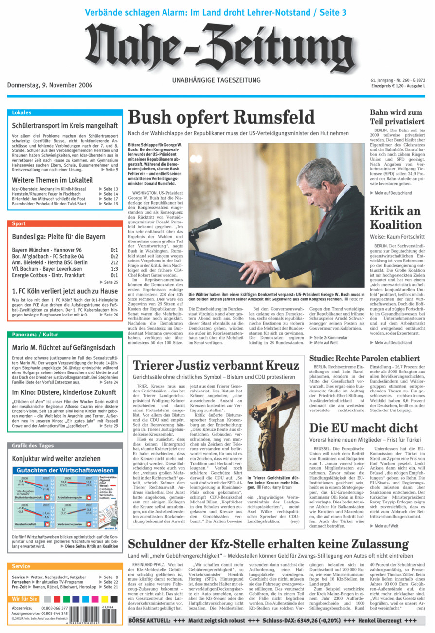Nahe-Zeitung vom Donnerstag, 09.11.2006