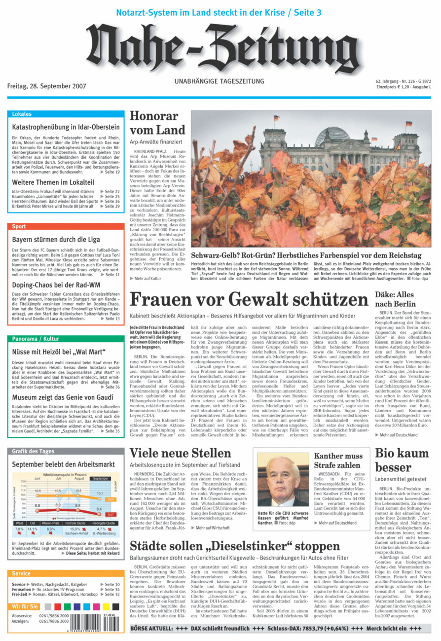 Nahe-Zeitung vom Freitag, 28.09.2007