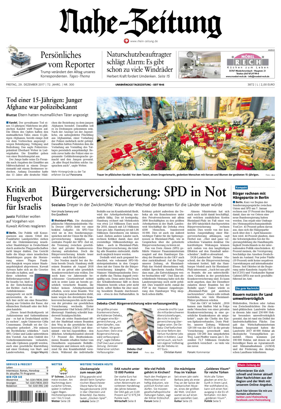 Nahe-Zeitung vom Freitag, 29.12.2017