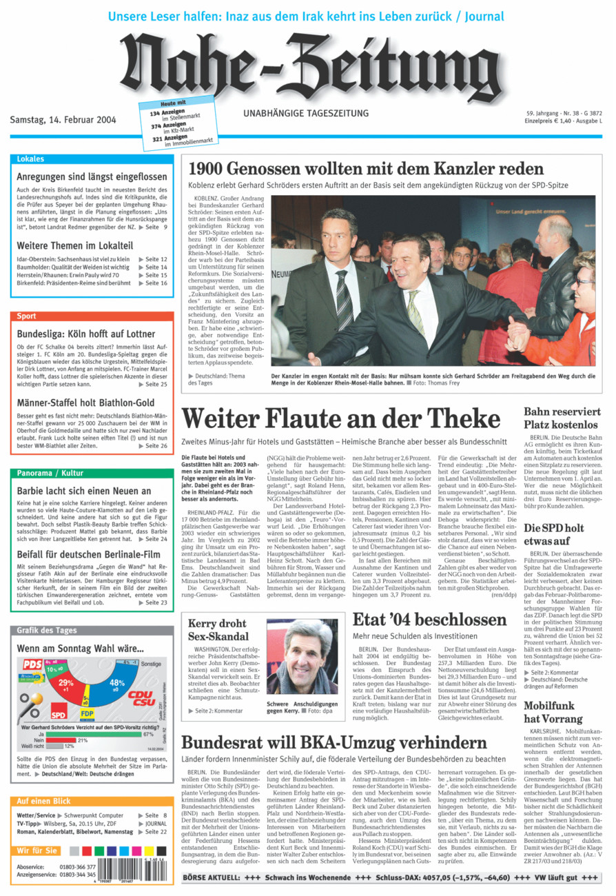 Nahe-Zeitung vom Samstag, 14.02.2004