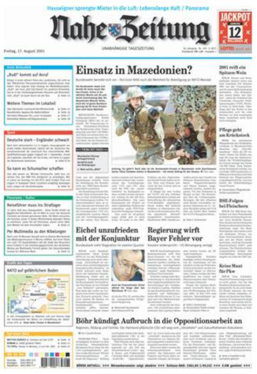 Nahe-Zeitung vom Freitag, 17.08.2001