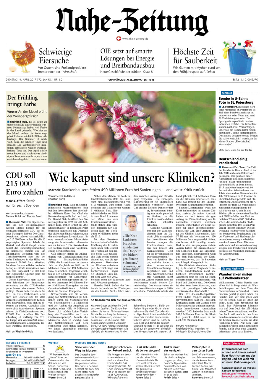 Nahe-Zeitung vom Dienstag, 04.04.2017