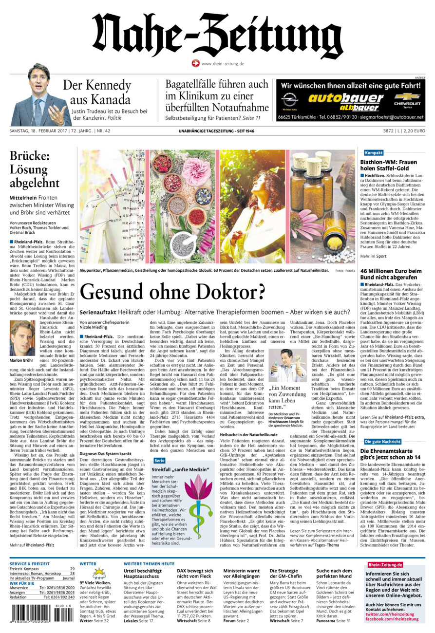 Nahe-Zeitung vom Samstag, 18.02.2017