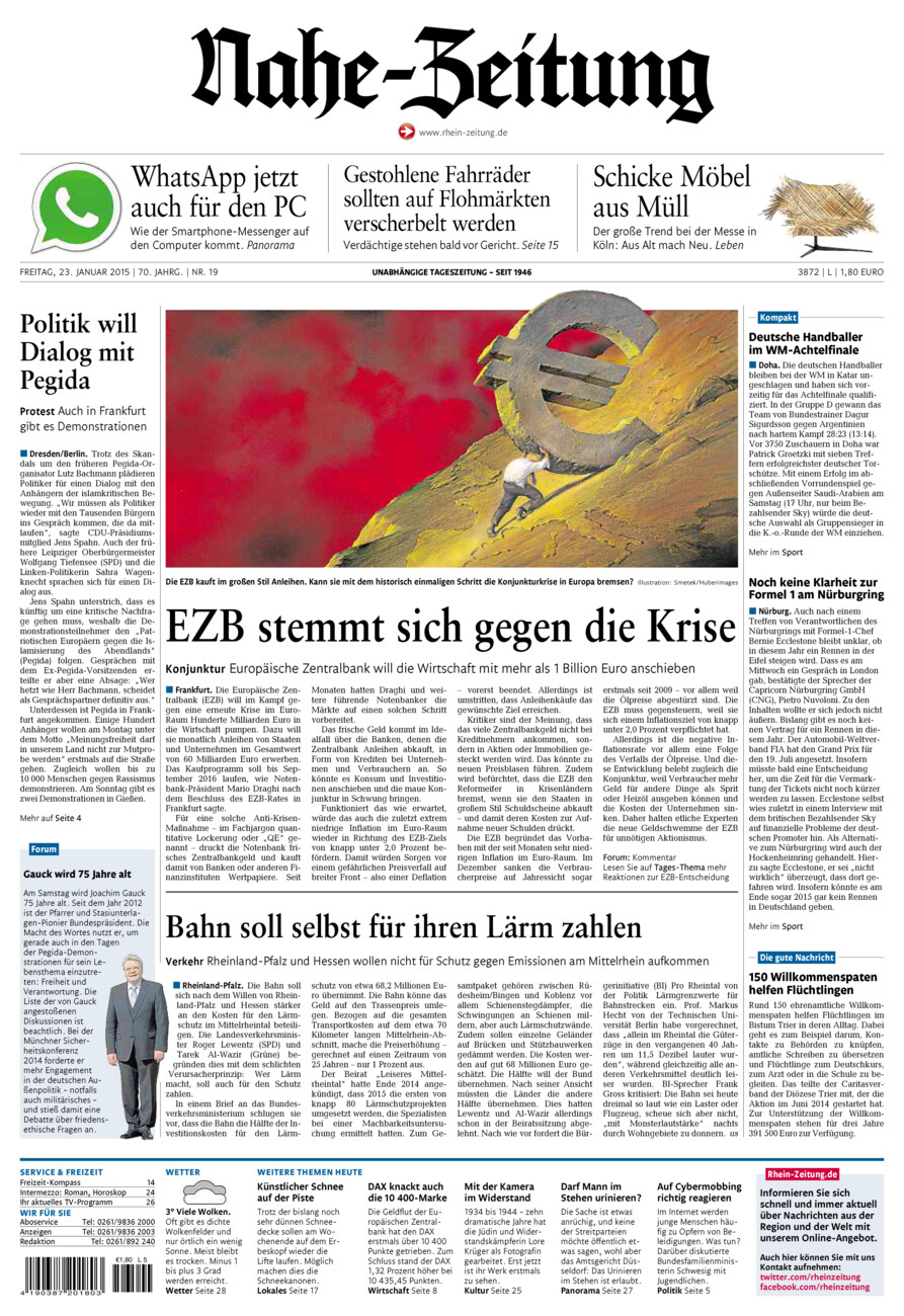 Nahe-Zeitung vom Freitag, 23.01.2015
