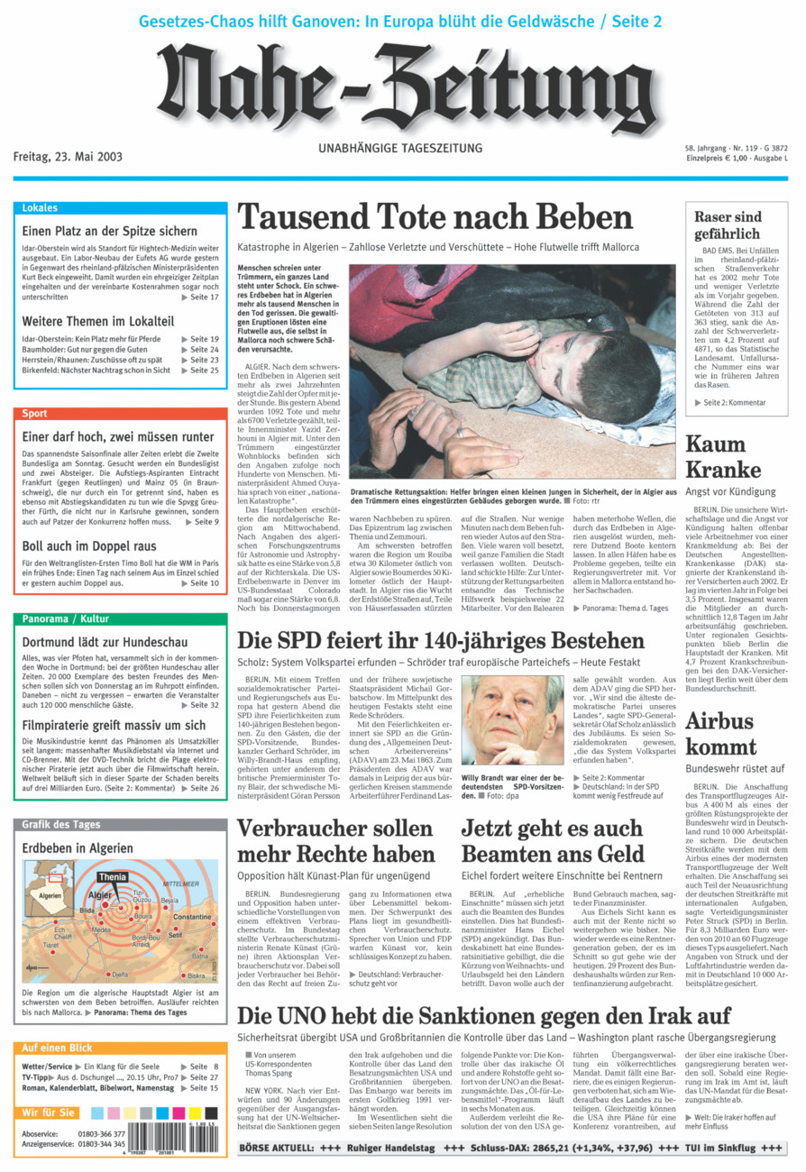 Nahe-Zeitung vom Freitag, 23.05.2003