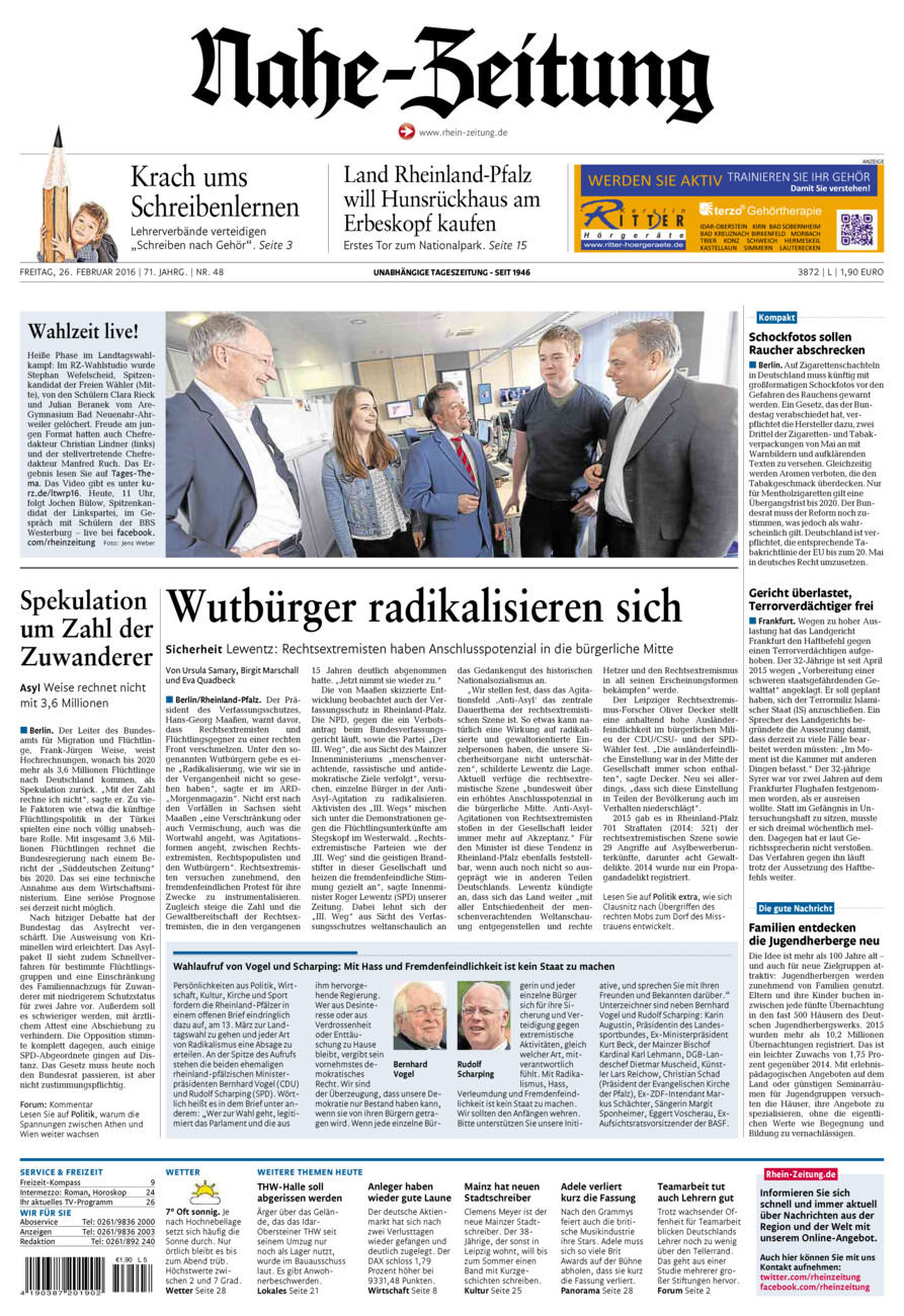 Nahe-Zeitung vom Freitag, 26.02.2016