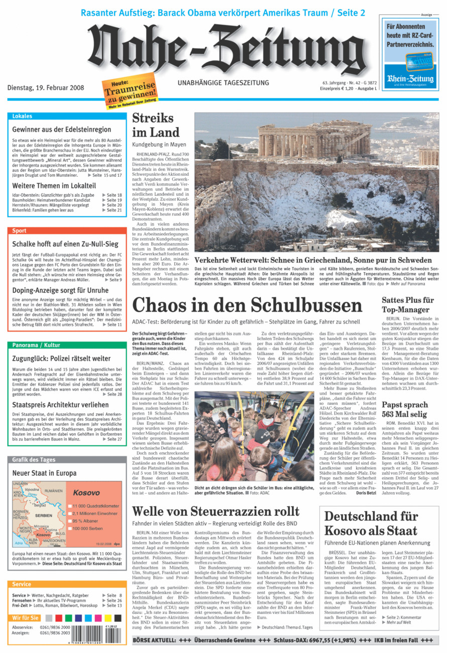 Nahe-Zeitung vom Dienstag, 19.02.2008