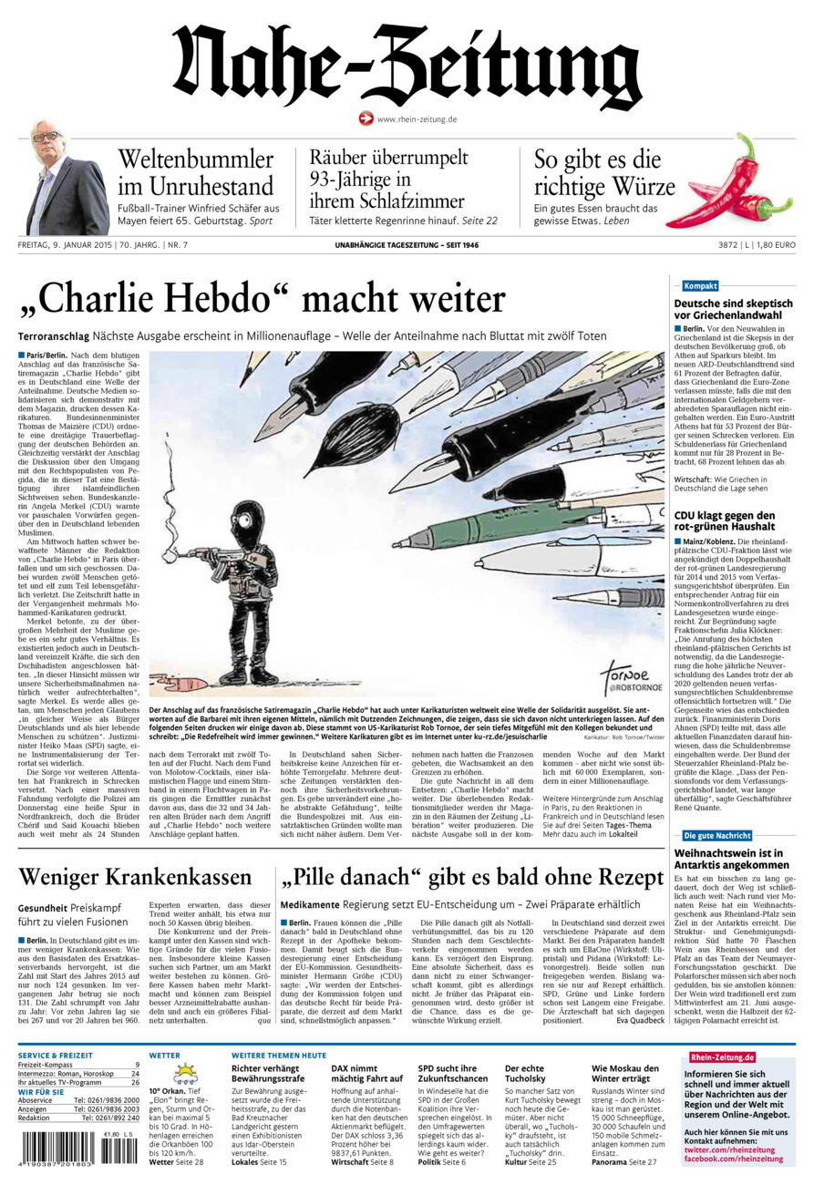 Nahe-Zeitung vom Freitag, 09.01.2015