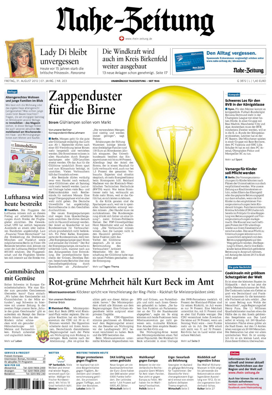 Nahe-Zeitung vom Freitag, 31.08.2012