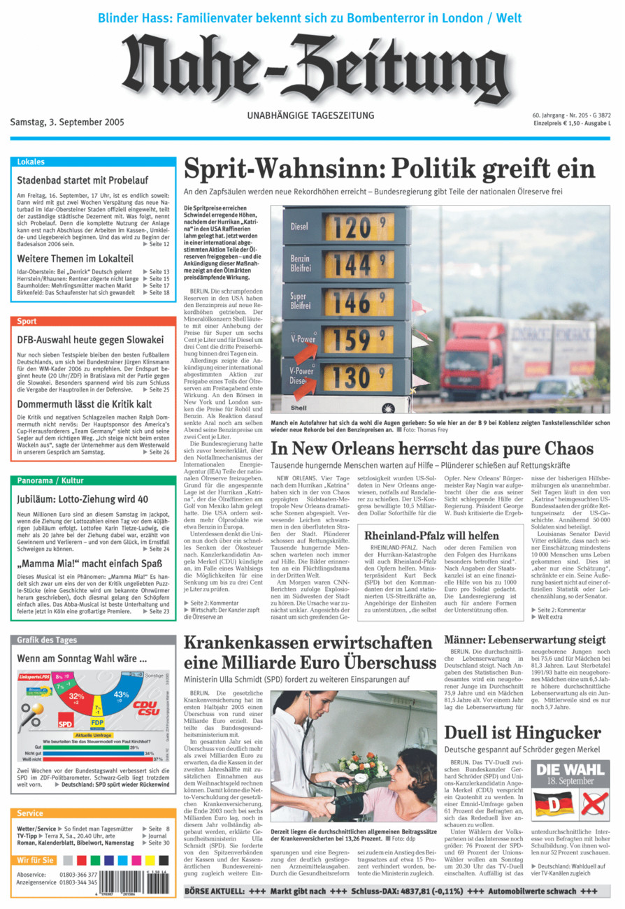 Nahe-Zeitung vom Samstag, 03.09.2005