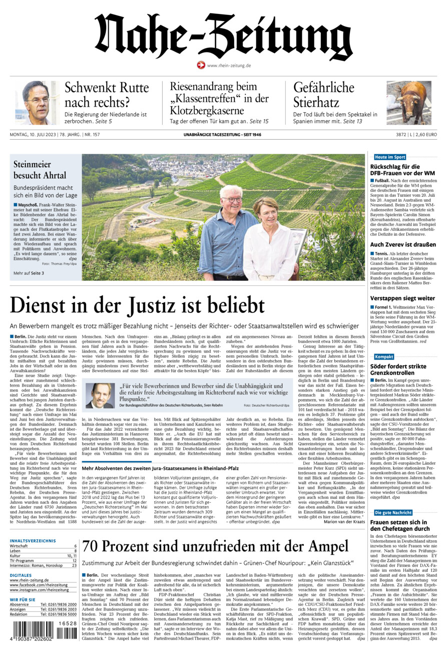 Nahe-Zeitung vom Montag, 10.07.2023