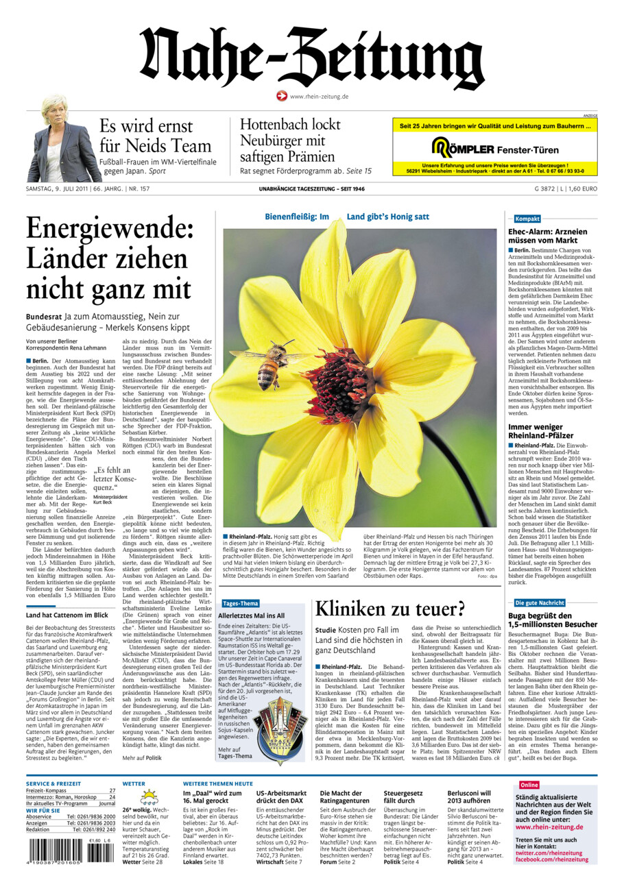 Nahe-Zeitung vom Samstag, 09.07.2011
