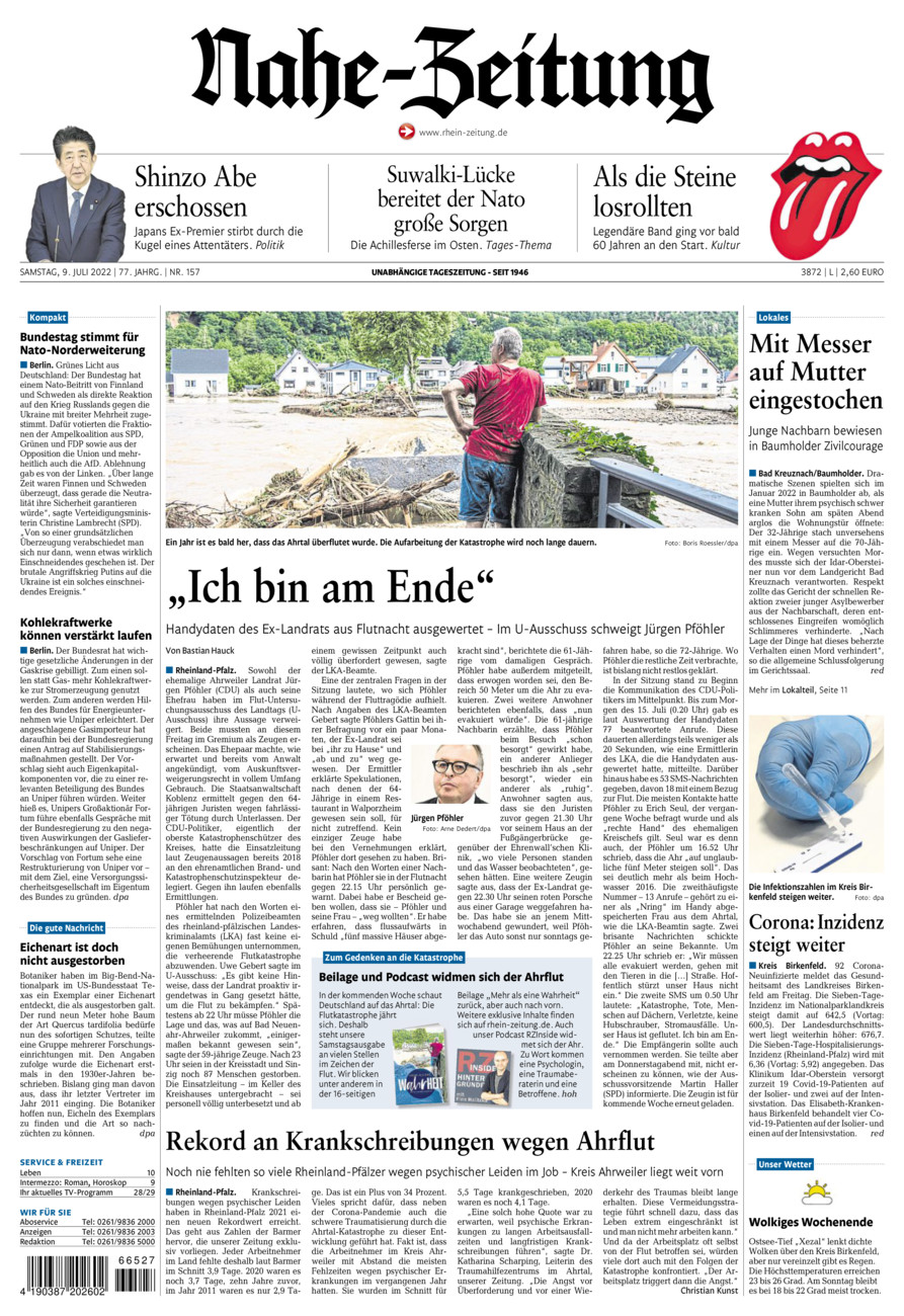 Nahe-Zeitung vom Samstag, 09.07.2022