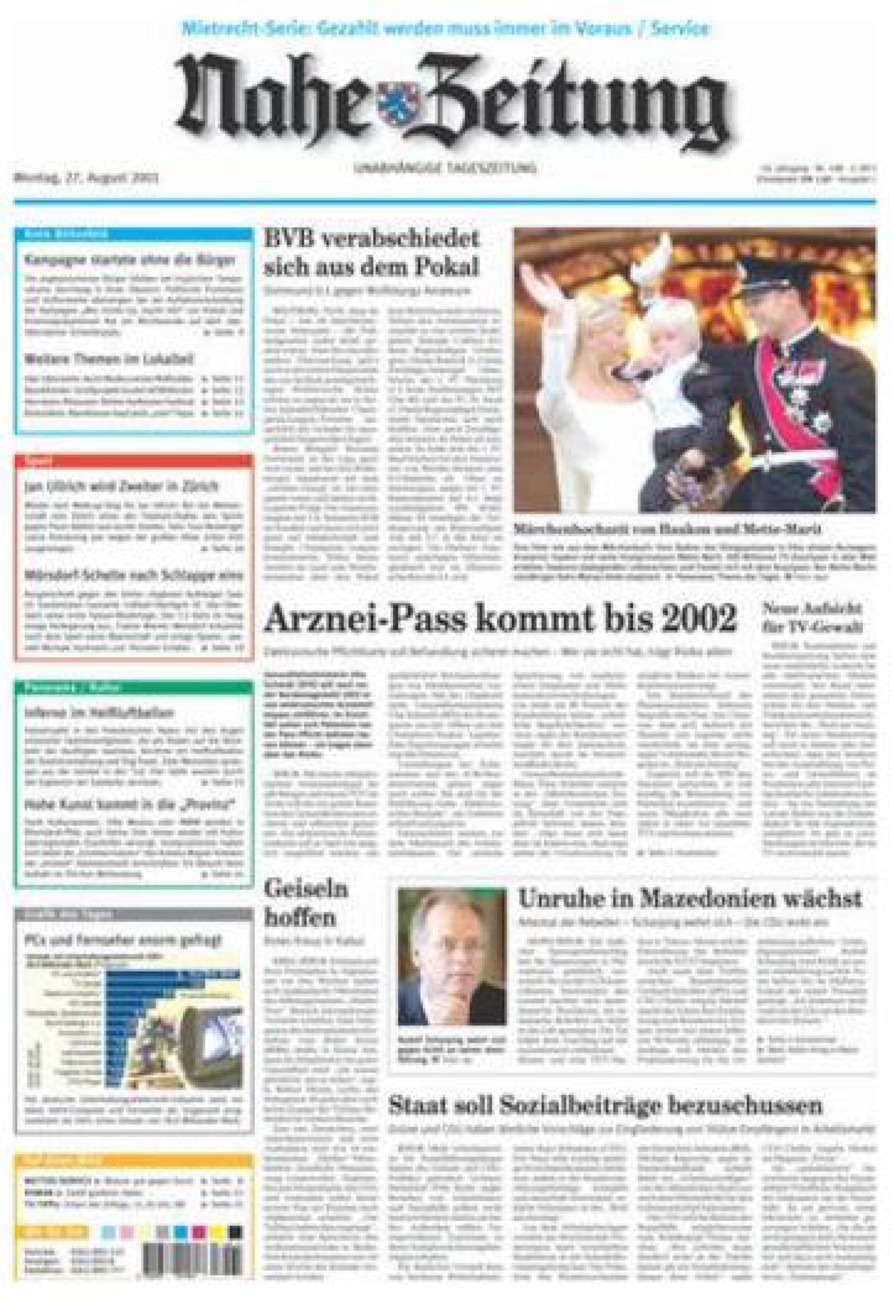 Nahe-Zeitung vom Montag, 27.08.2001
