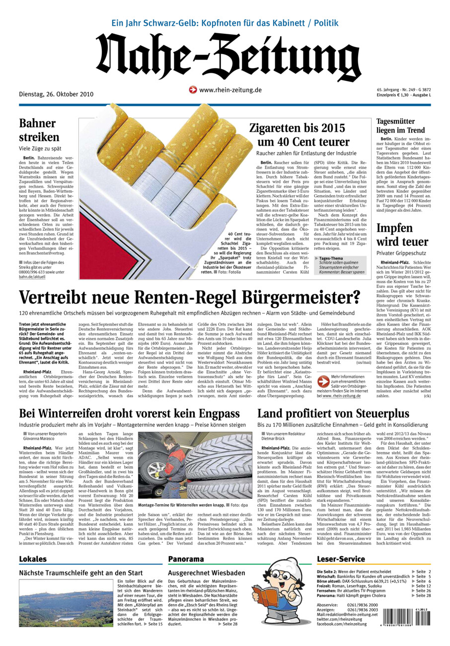 Nahe-Zeitung vom Dienstag, 26.10.2010