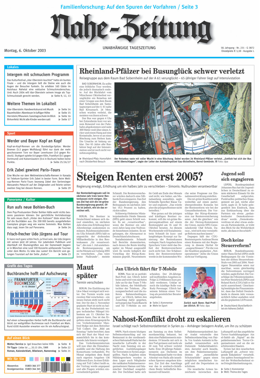 Nahe-Zeitung vom Montag, 06.10.2003