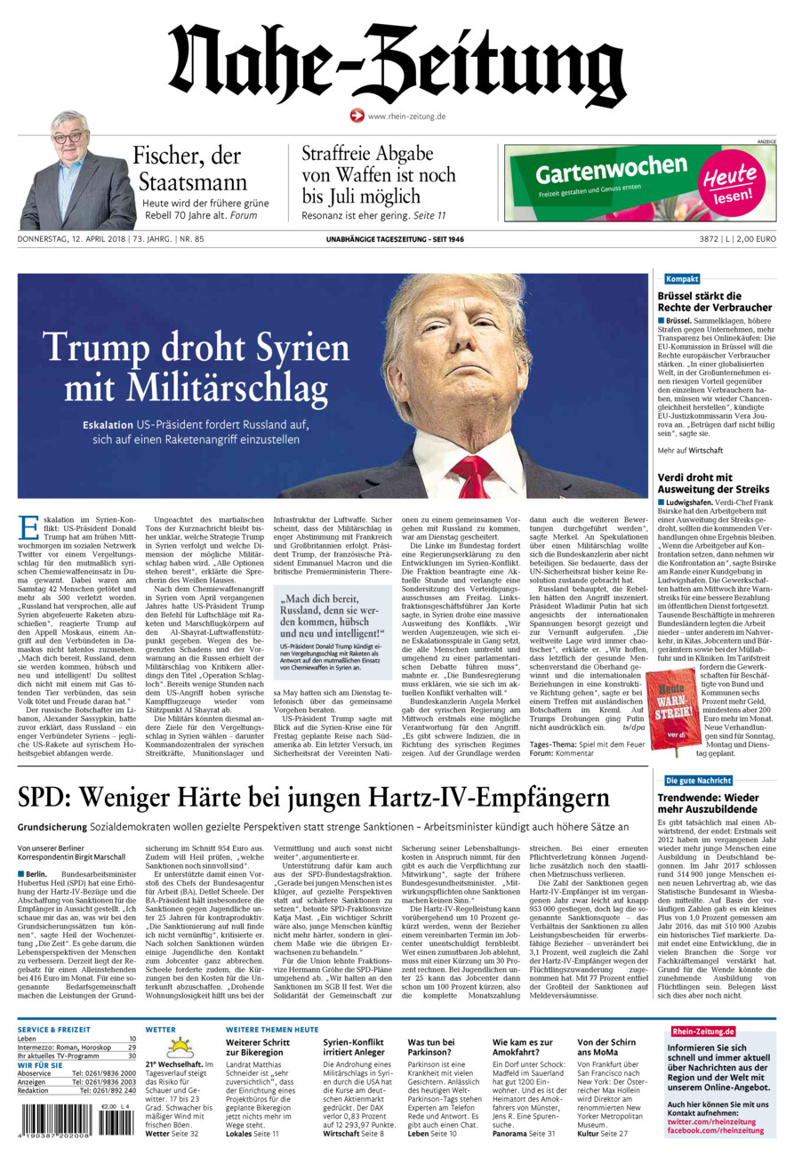 Nahe-Zeitung vom Donnerstag, 12.04.2018
