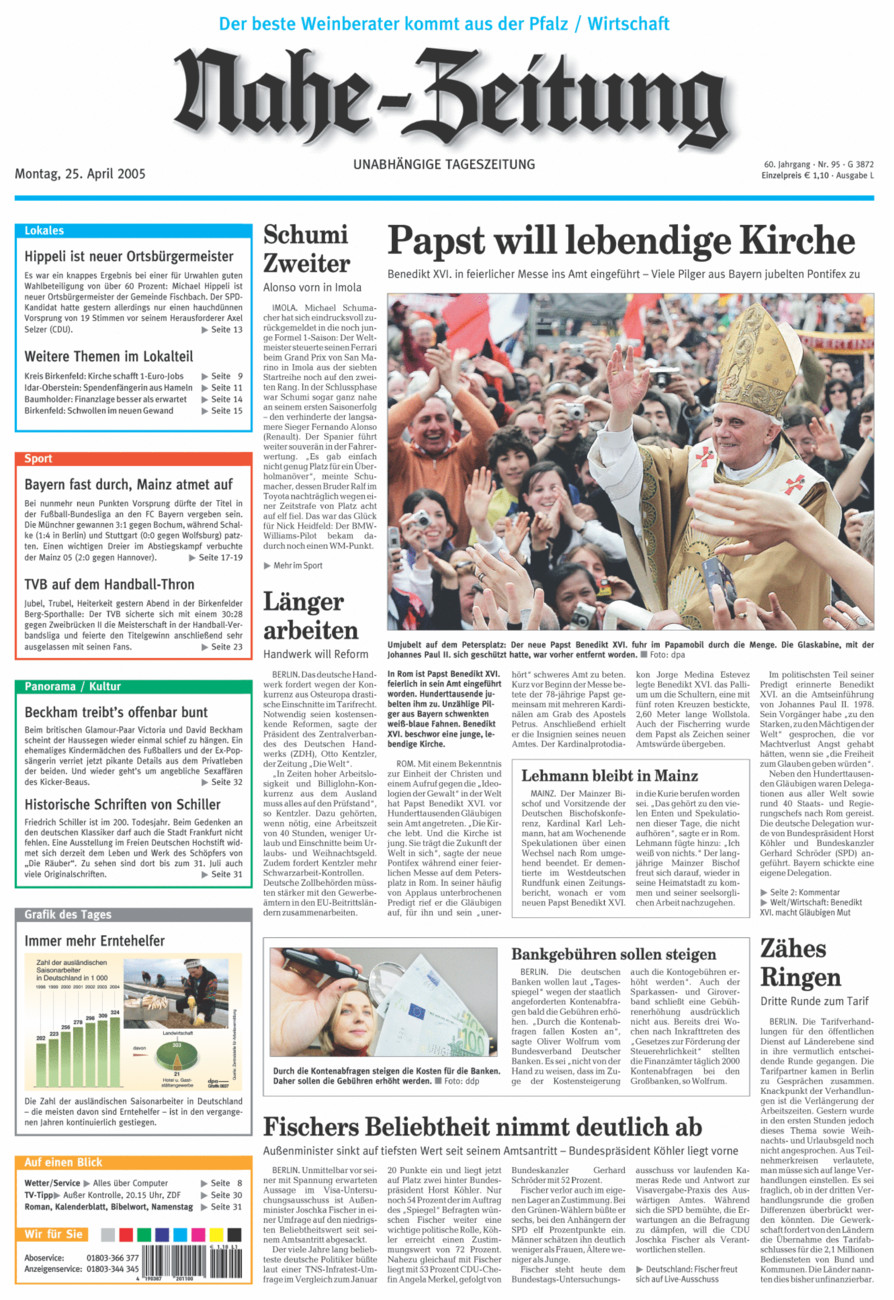 Nahe-Zeitung vom Montag, 25.04.2005