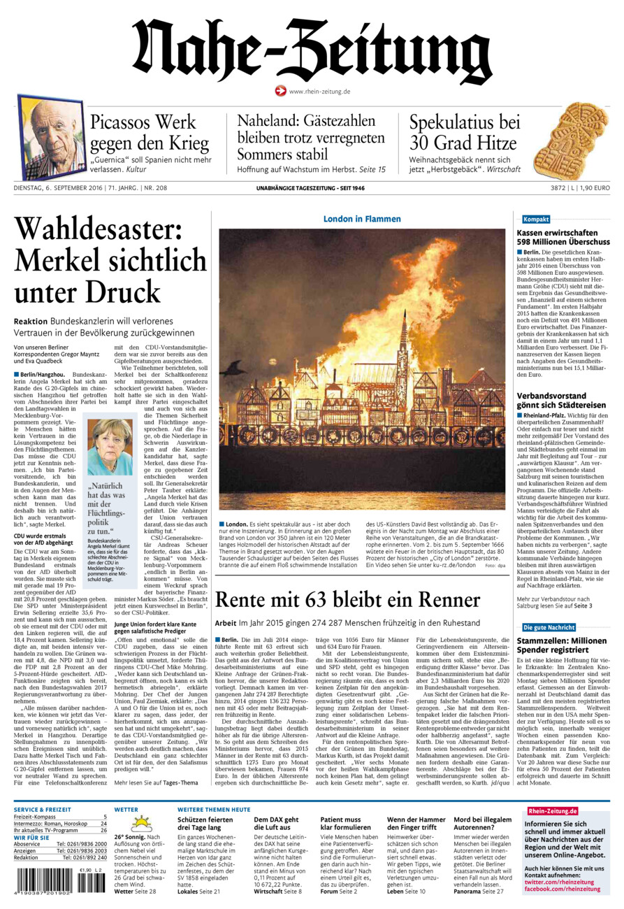Nahe-Zeitung vom Dienstag, 06.09.2016