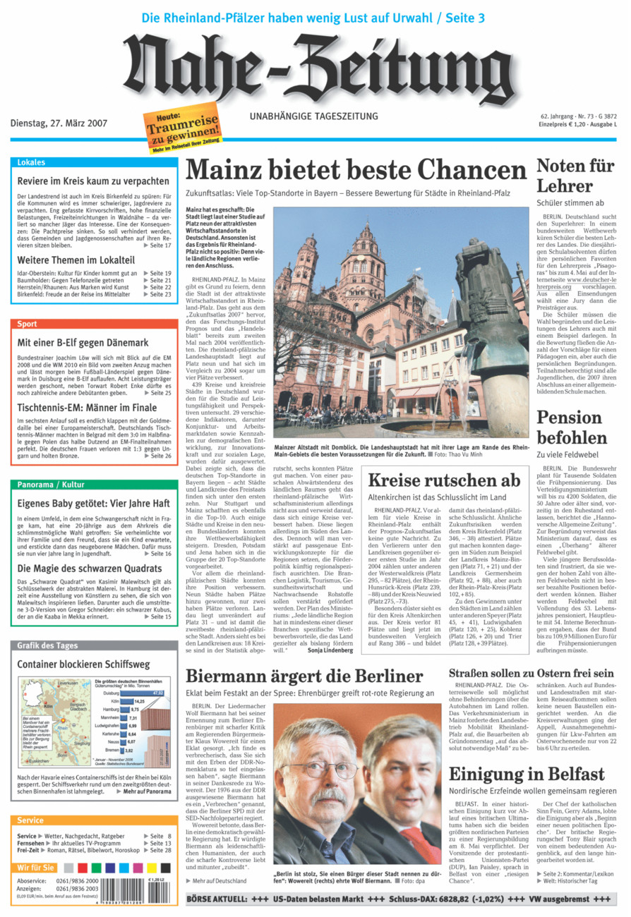 Nahe-Zeitung vom Dienstag, 27.03.2007