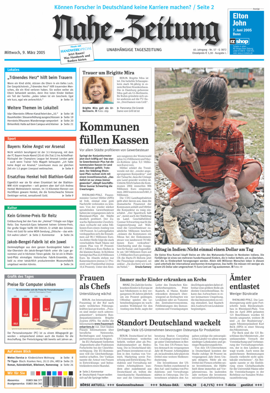 Nahe-Zeitung vom Mittwoch, 09.03.2005