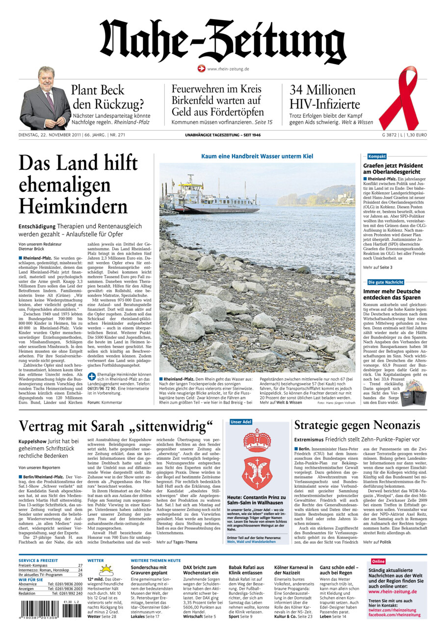 Nahe-Zeitung vom Dienstag, 22.11.2011
