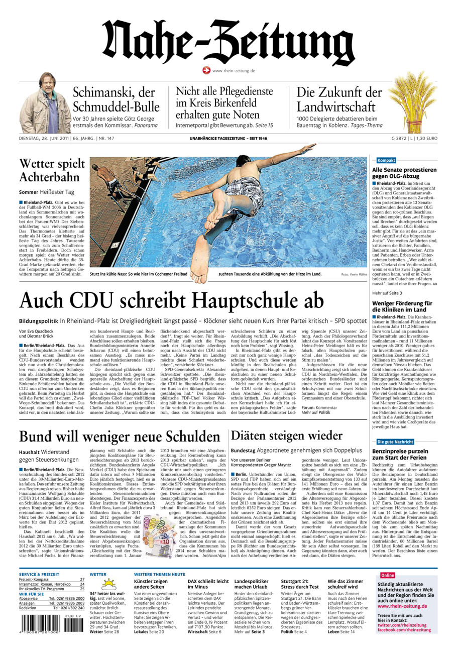 Nahe-Zeitung vom Dienstag, 28.06.2011