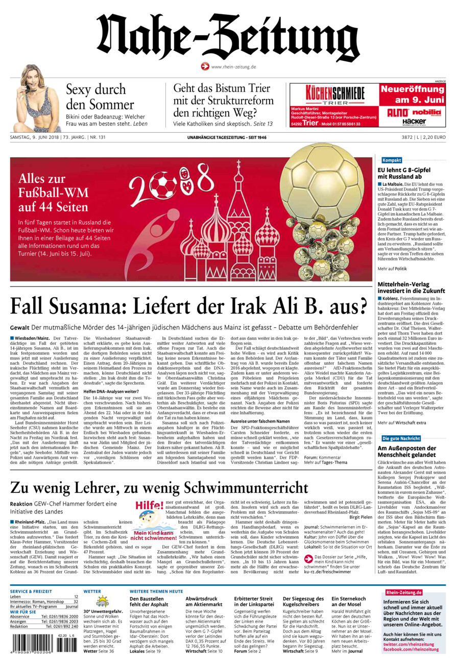 Nahe-Zeitung vom Samstag, 09.06.2018