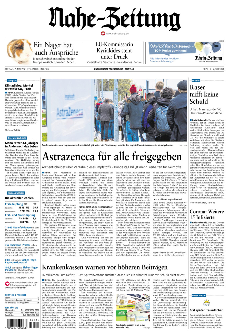 Nahe-Zeitung vom Freitag, 07.05.2021