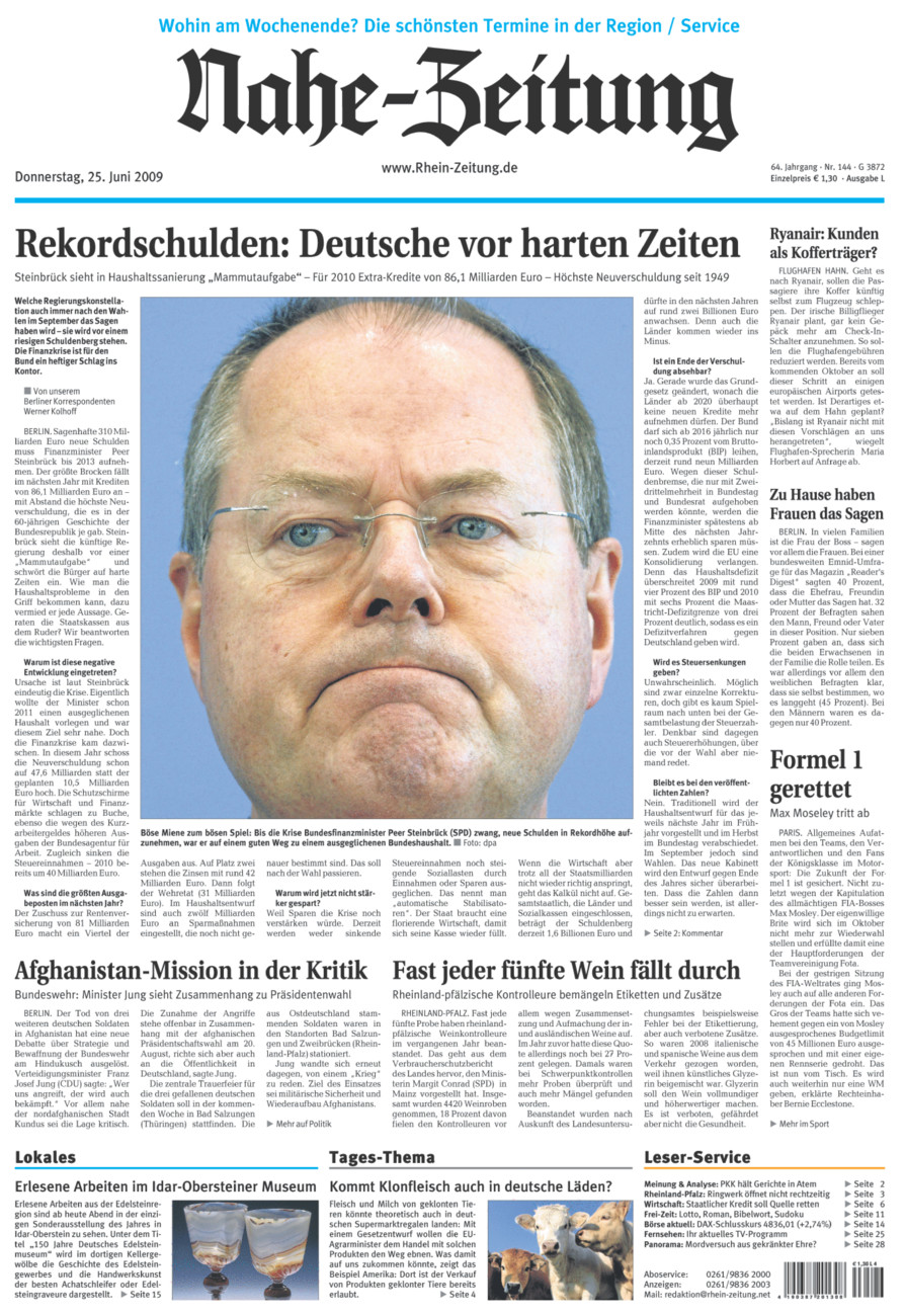 Nahe-Zeitung vom Donnerstag, 25.06.2009