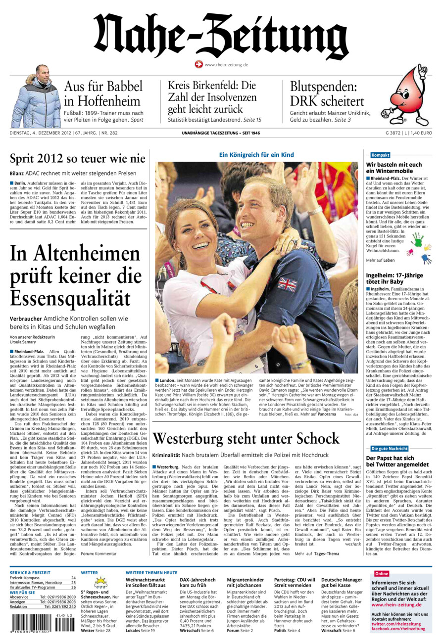 Nahe-Zeitung vom Dienstag, 04.12.2012