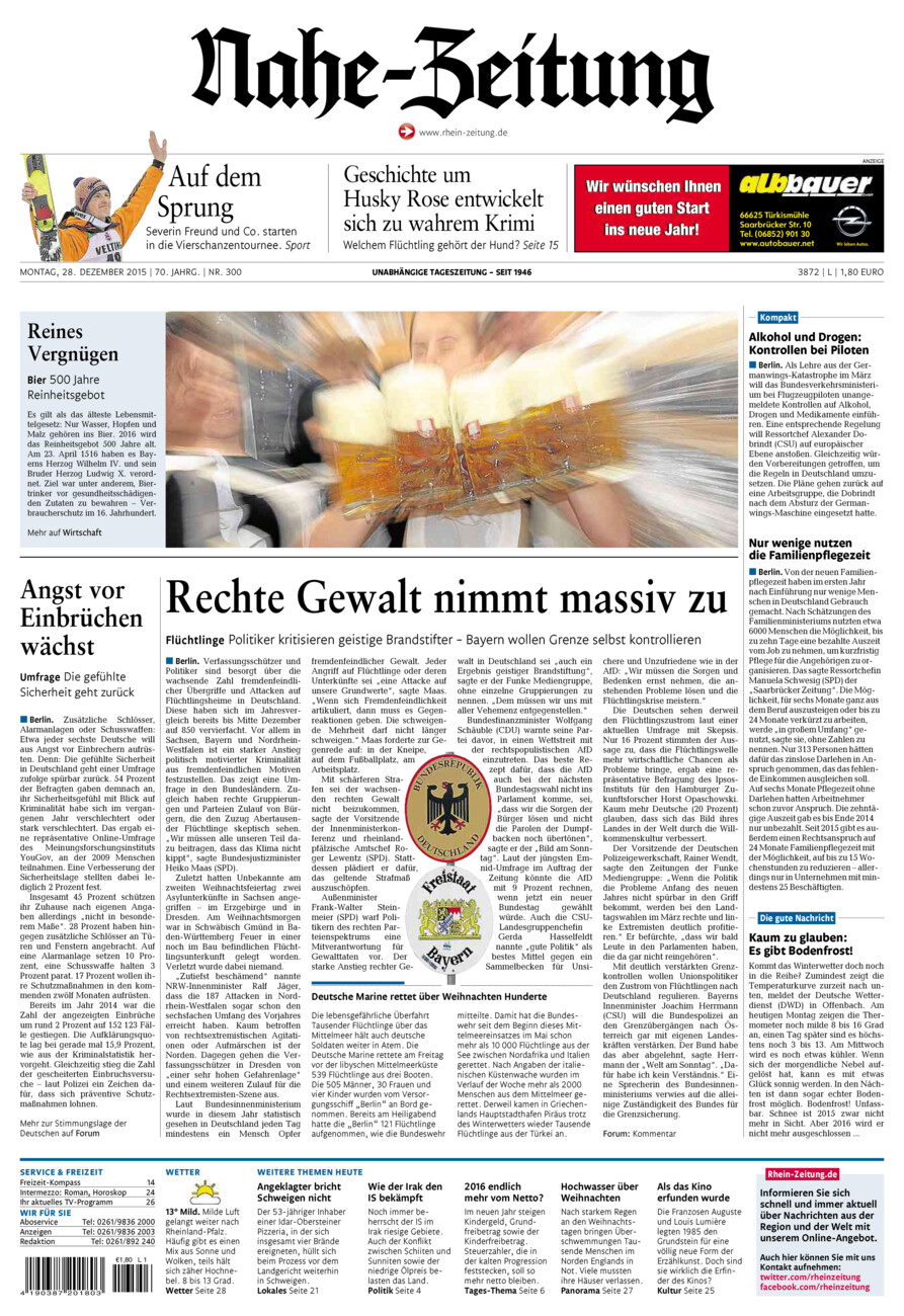 Nahe-Zeitung vom Montag, 28.12.2015
