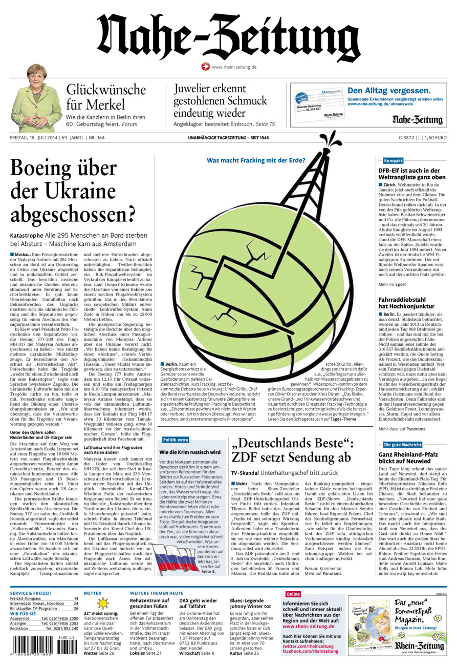 Nahe-Zeitung vom Freitag, 18.07.2014