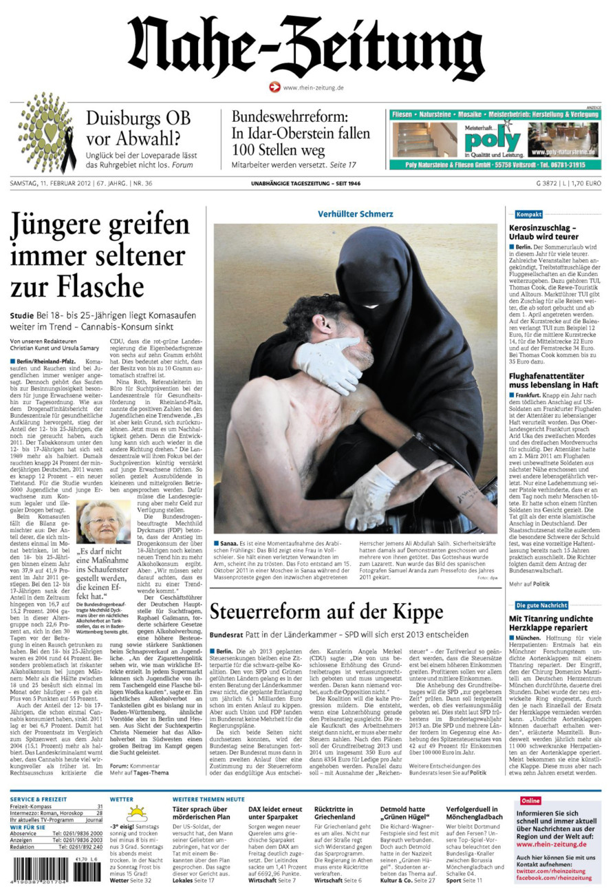 Nahe-Zeitung vom Samstag, 11.02.2012
