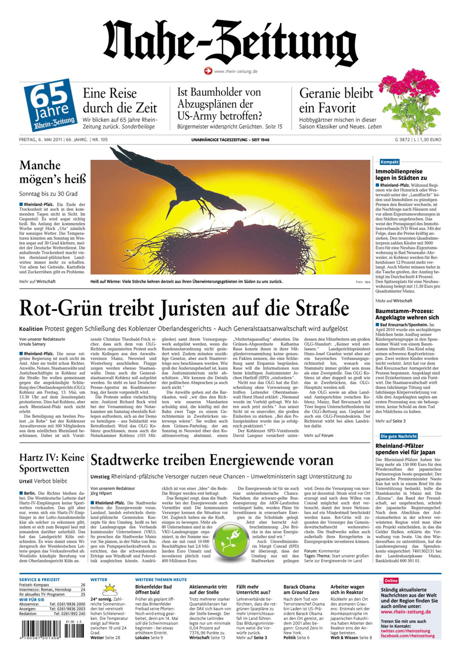 Nahe-Zeitung vom Freitag, 06.05.2011