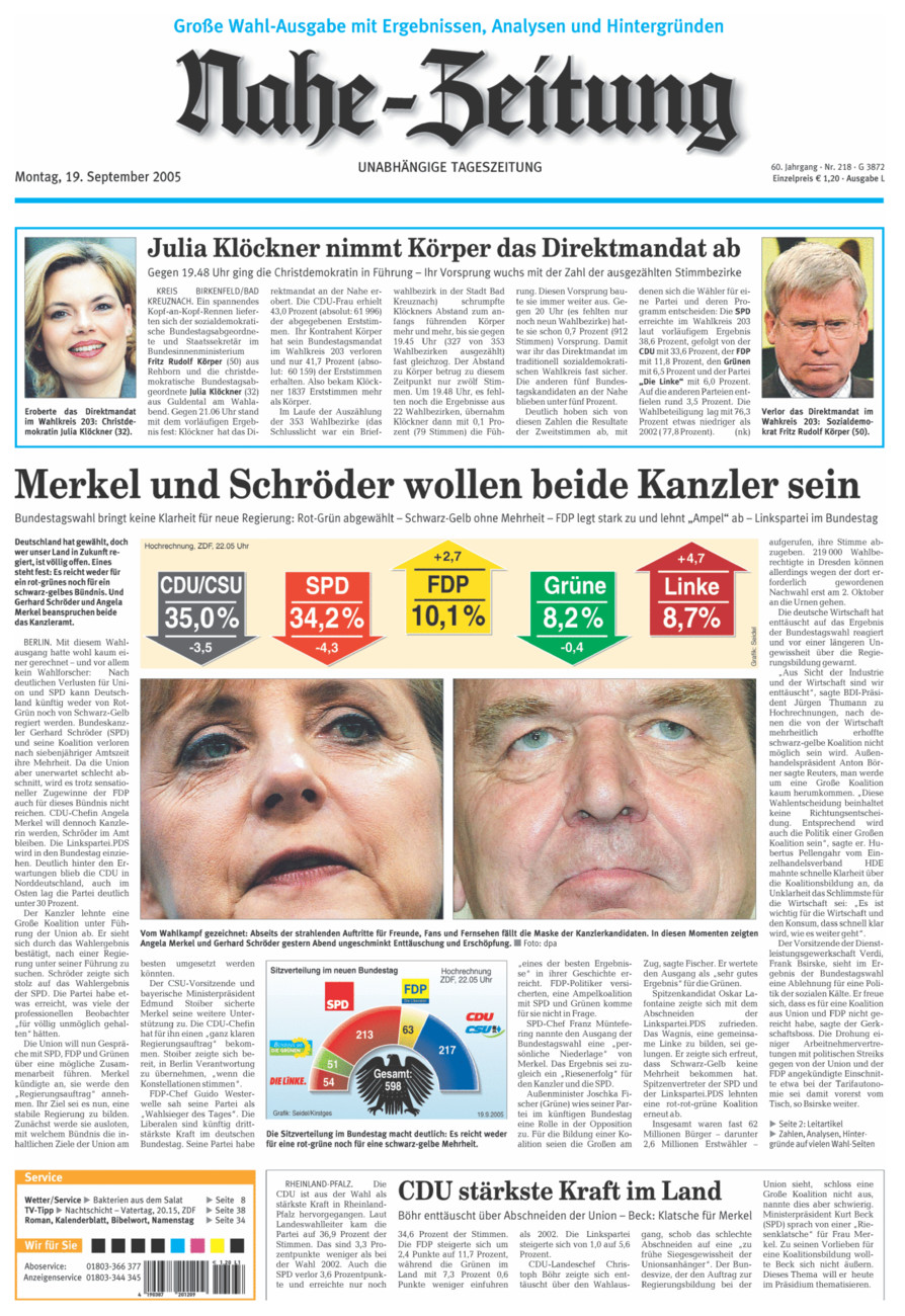 Nahe-Zeitung vom Montag, 19.09.2005