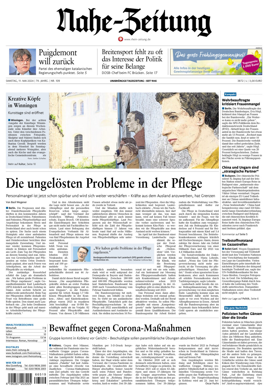 Nahe-Zeitung vom Samstag, 11.05.2024