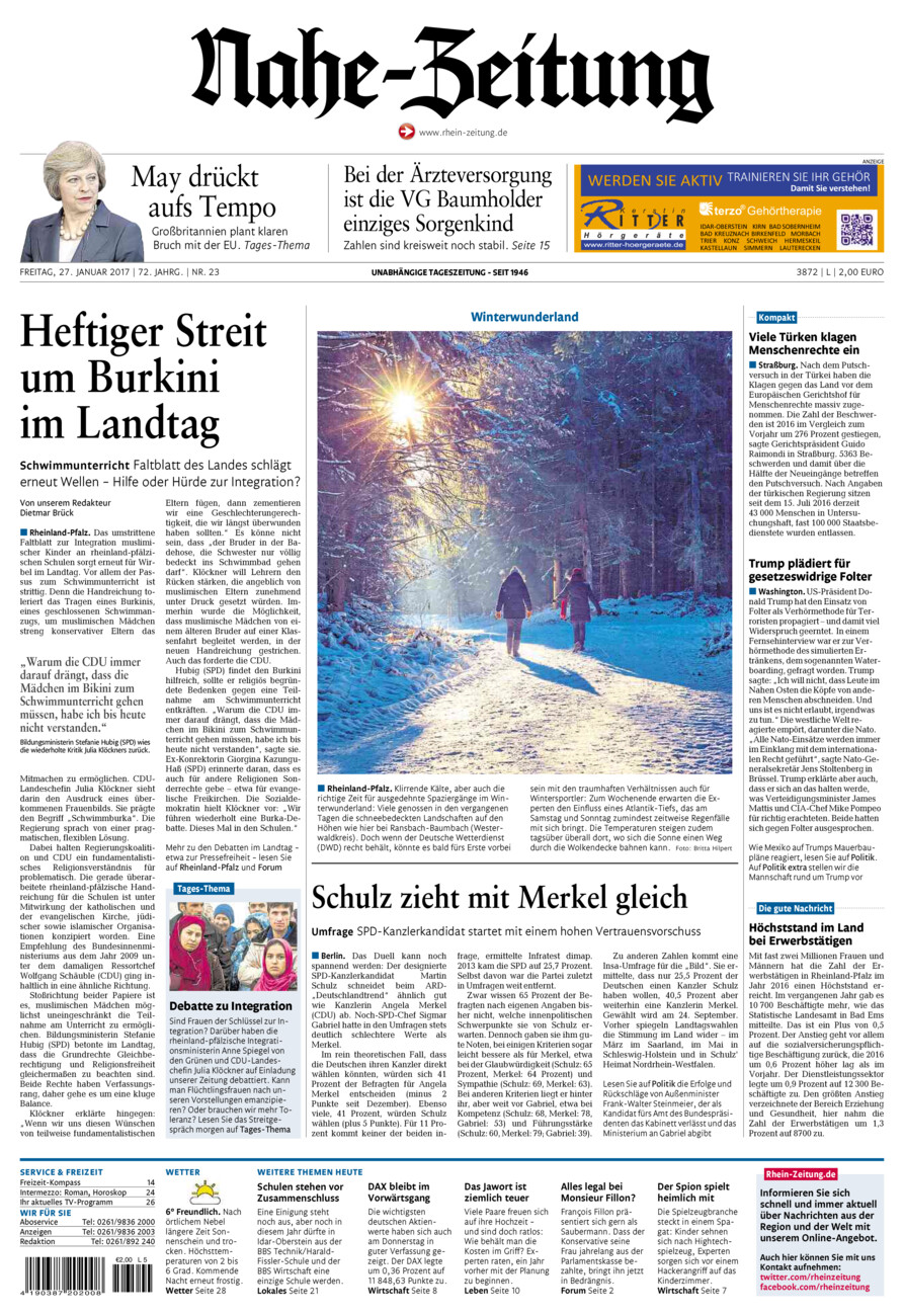 Nahe-Zeitung vom Freitag, 27.01.2017