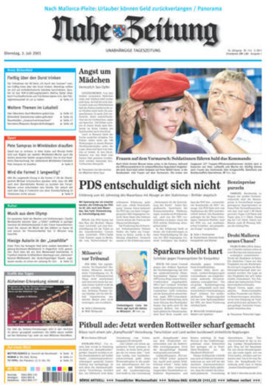Nahe-Zeitung vom Dienstag, 03.07.2001