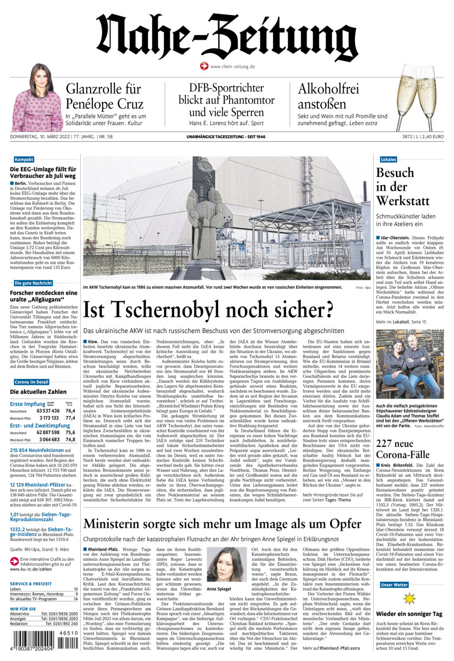 Nahe-Zeitung vom Donnerstag, 10.03.2022