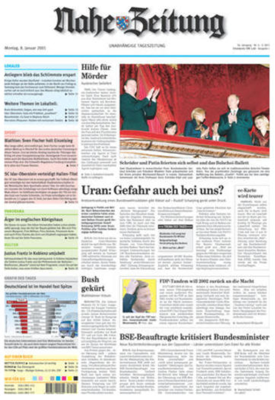 Nahe-Zeitung vom Montag, 08.01.2001