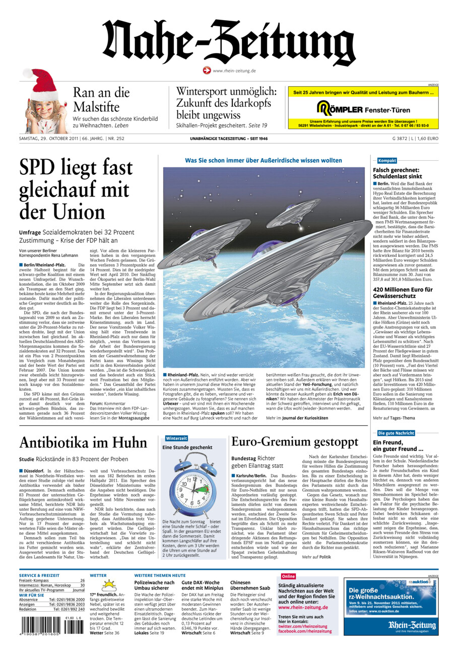 Nahe-Zeitung vom Samstag, 29.10.2011