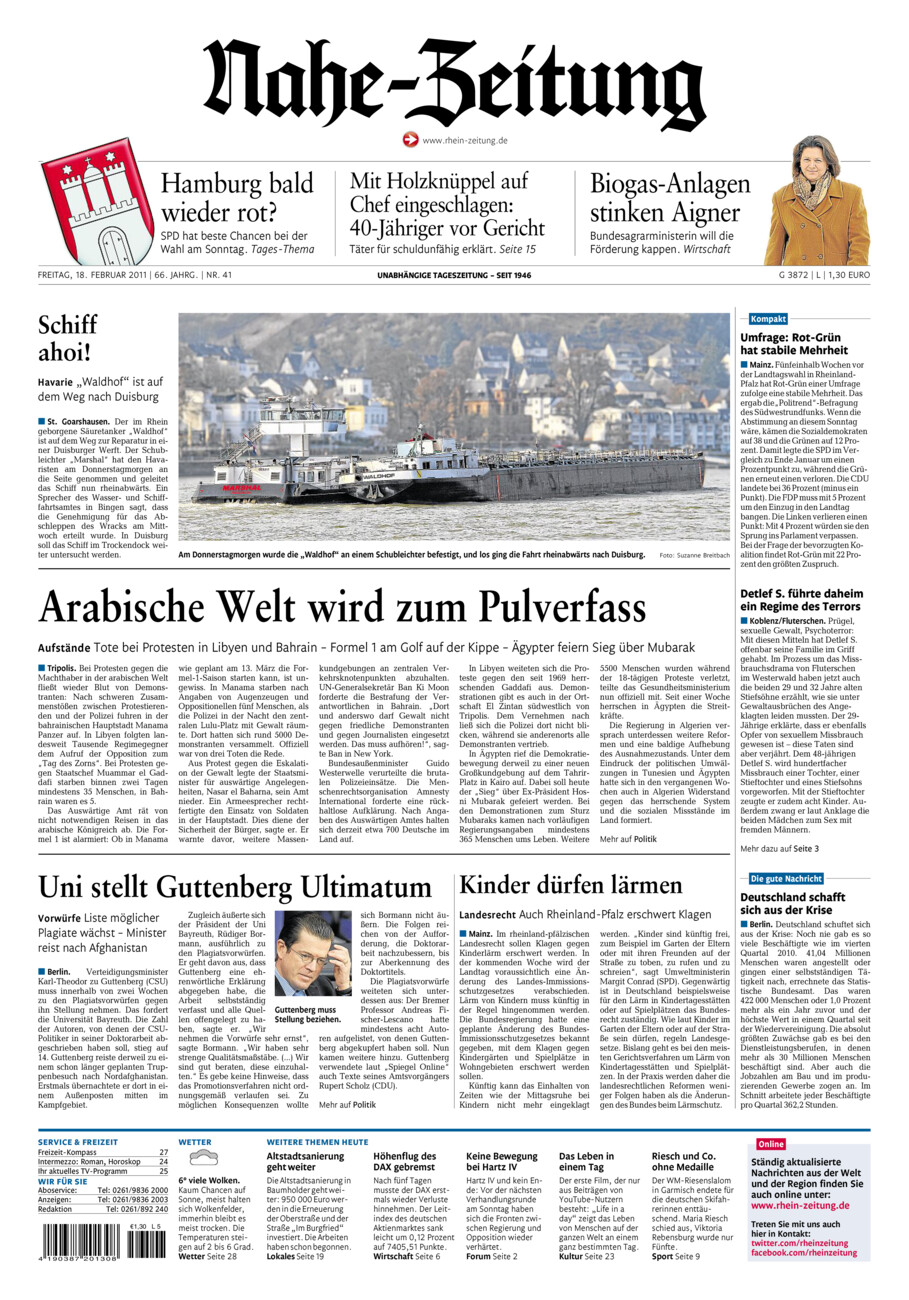 Nahe-Zeitung vom Freitag, 18.02.2011