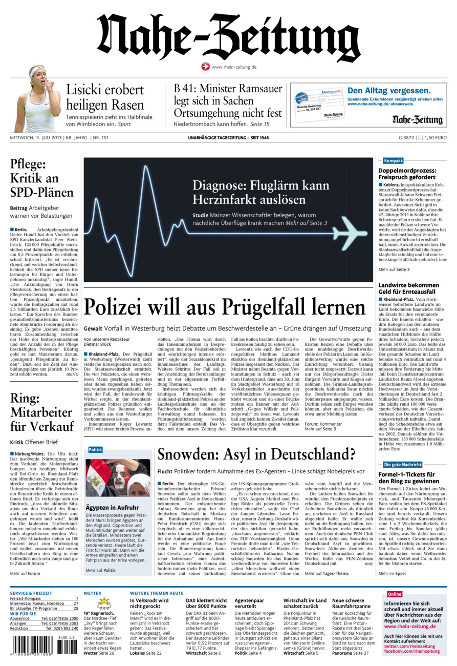 Nahe-Zeitung vom Mittwoch, 03.07.2013