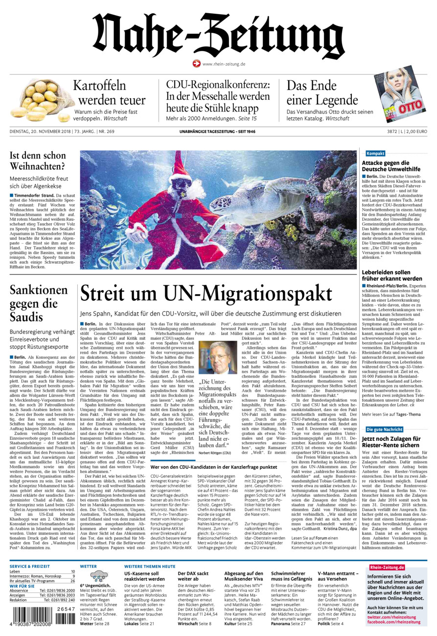 Nahe-Zeitung vom Dienstag, 20.11.2018